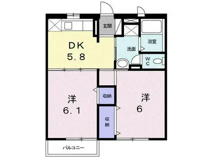 サンテラス窪(2DK/2階)の間取り写真