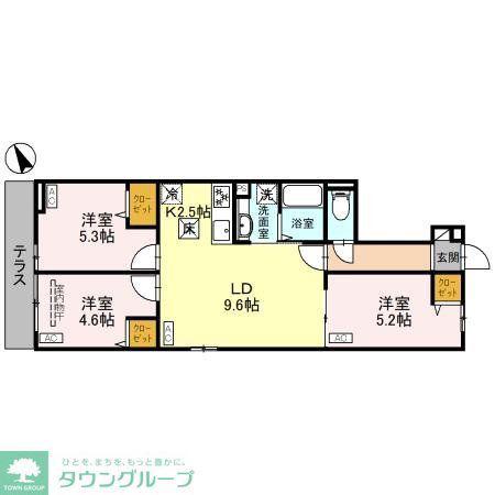 セレスティア松が丘(3LDK/1階)の間取り写真