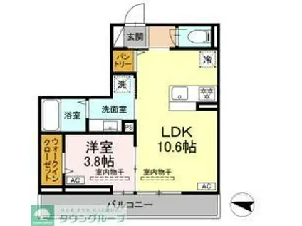 ラペーシュ湘南台(1LDK/2階)の間取り写真