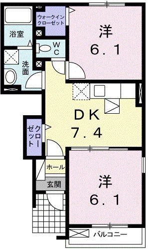 パストラルS C棟(2DK/1階)の間取り写真
