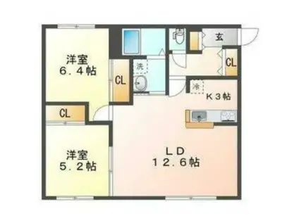 シャイニングウエストフィールドII(2LDK/2階)の間取り写真