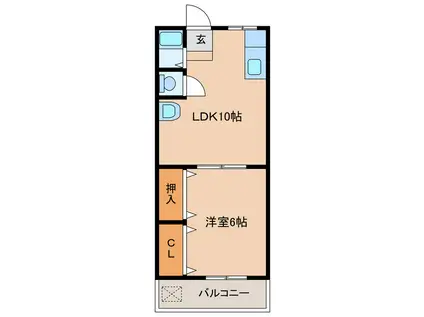 アベハイツ(1LDK/2階)の間取り写真