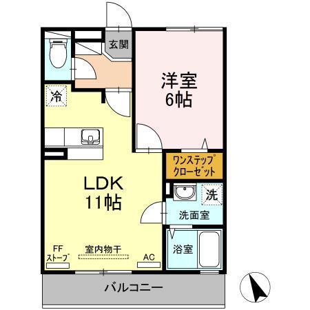 エーデルハイムB(1LDK/3階)の間取り写真