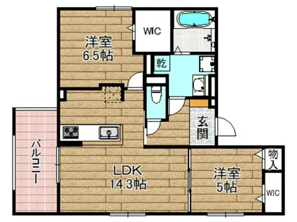 D-RESIDENCE下田部B(2LDK/2階)の間取り写真