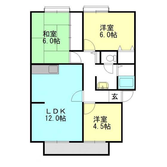 サンビレッジ西大寺 A(3LDK/2階)の間取り写真