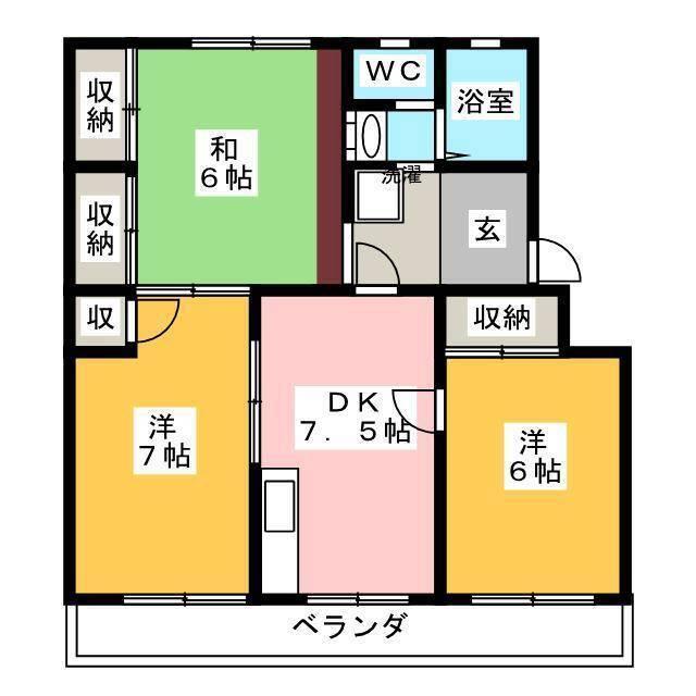 メゾンラメール(3LDK/2階)の間取り写真