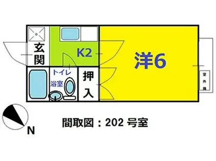 シャレード坂本(1K/2階)の間取り写真