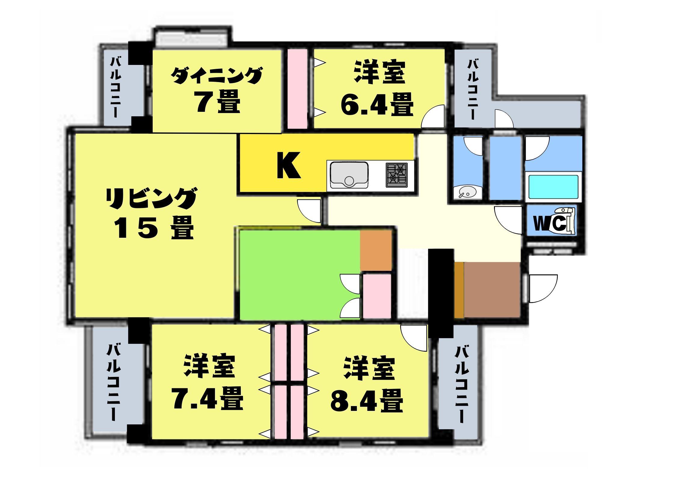 ロイヤルパレス上杉(4LDK/3階)の間取り写真