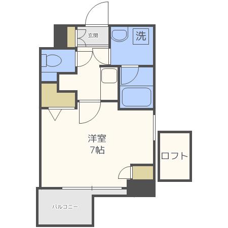 セイワパレス玉造上町台(1K/2階)の間取り写真