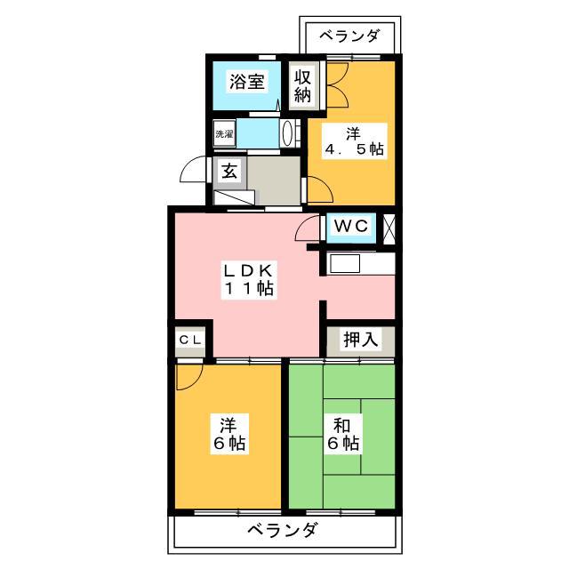 グレイスコート(3LDK/5階)の間取り写真