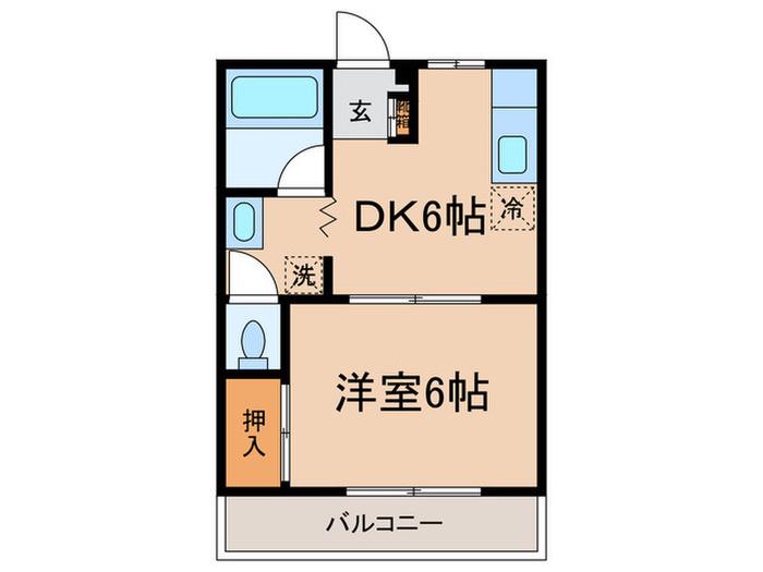柿の木ハイツ(1DK/2階)の間取り写真