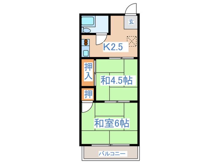 第2川島ビル(2K/2階)の間取り写真