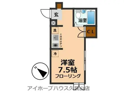 プラム・シャンブル(ワンルーム/1階)の間取り写真