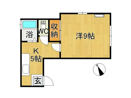 ギャザー77(1K/1階)の間取り写真