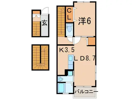 APT.AQUA(1LDK/3階)の間取り写真