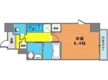LSステューディオ岡本(1K/8階)の間取り写真
