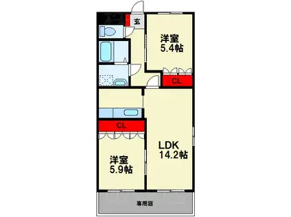 ロイヤルハイツII(2LDK/1階)の間取り写真