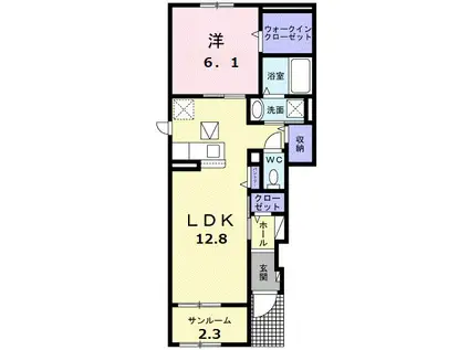 ヴィラ・アリーエ V(1LDK/1階)の間取り写真