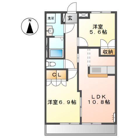 ジョイ パティオ(2LDK/2階)の間取り写真