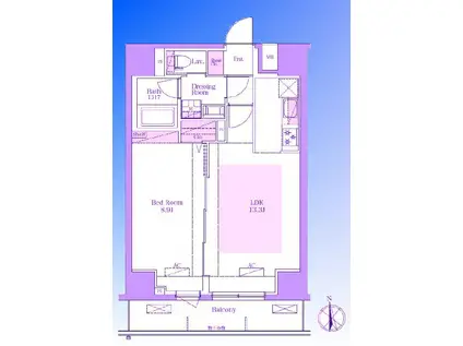 ラグゼナ八王子南町(1LDK/3階)の間取り写真