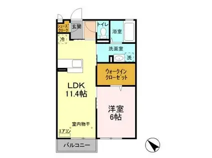シャンテクレール II(1LDK/2階)の間取り写真