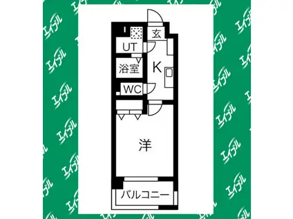 BLUEWING鯉江本町(1K/2階)の間取り写真