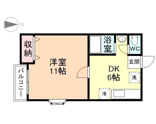 カナビアン(1DK/1階)の間取り写真