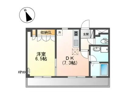 ハピネス本郷(1DK/1階)の間取り写真