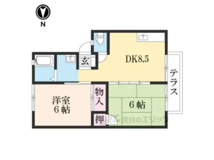 パティオインC棟(2DK/1階)の間取り写真