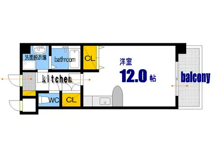 舟入FLATS(ワンルーム/2階)の間取り写真