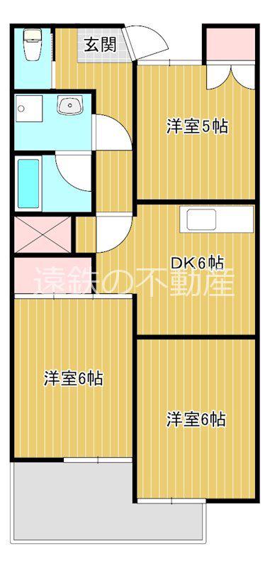 城之崎山王ハイツA(3DK/2階)の間取り写真