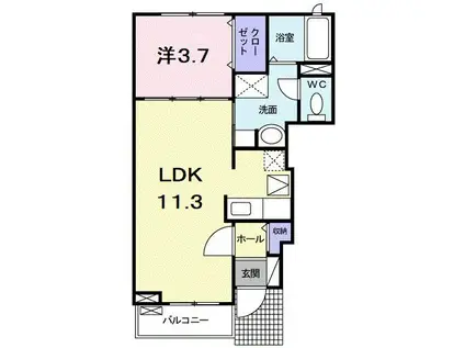 アルバローザ(1LDK/1階)の間取り写真