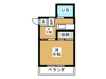 サニーハイツイナバ(1K/2階)の間取り写真