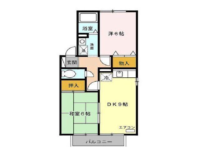 ツインコート A・B(2DK/1階)の間取り写真
