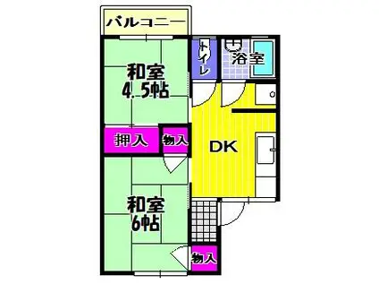 ハイツ・リブ・L A棟(2DK/2階)の間取り写真