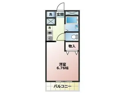 メグミマンションII(ワンルーム/2階)の間取り写真