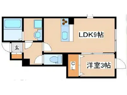 オーシャンコート姫路A(1LDK/1階)の間取り写真