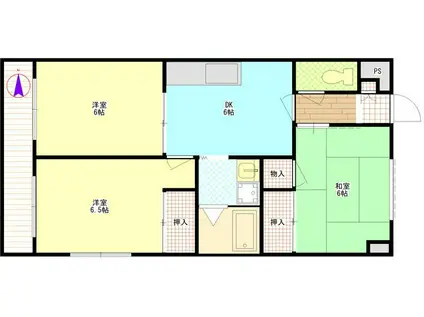 M.Kパークハイツ(3DK/3階)の間取り写真