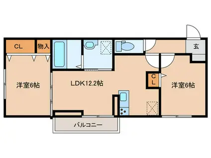 VIVABLE PALAIS(2LDK/2階)の間取り写真