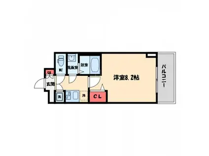 レジュールアッシュ心斎橋LUXE(1K/6階)の間取り写真