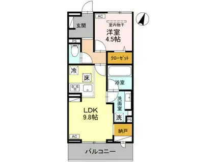 コアひばりヶ丘(1LDK/1階)の間取り写真