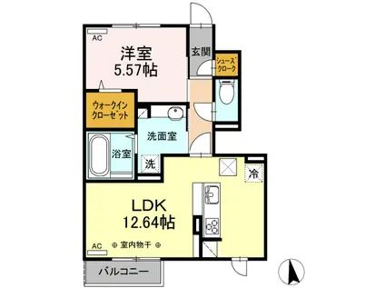 ネオポターミ(1LDK/1階)の間取り写真