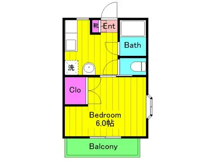 コーポいずみII(1K/1階)の間取り写真