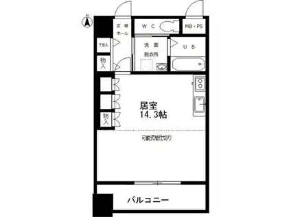 ゴールドヒルズ渡辺(1DK/9階)の間取り写真