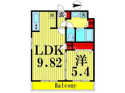 アーバンパーク六町(1LDK/3階)の間取り写真