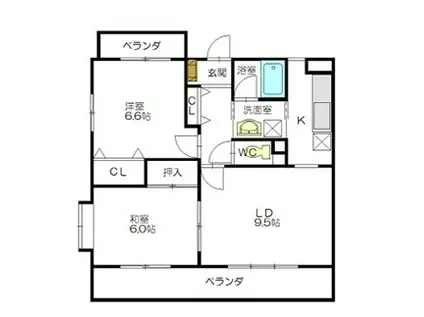 スカイメゾン赤松(2LDK/1階)の間取り写真