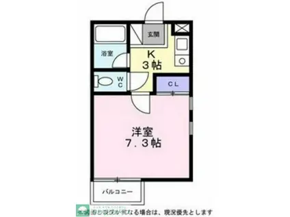 シティーハイツ ハイビスカスA棟(1K/1階)の間取り写真