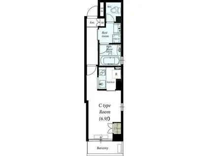リブリ・プレミアムヘリテージ品川(1K/3階)の間取り写真