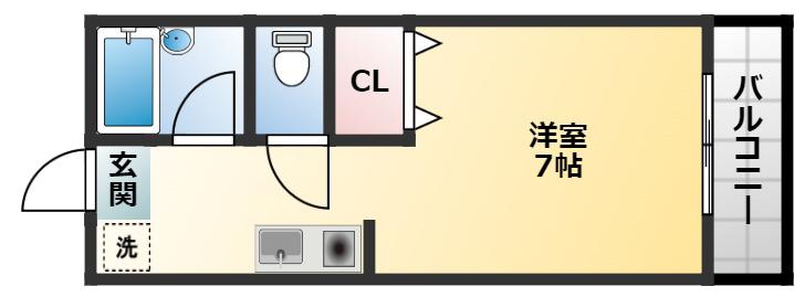 メゾン北花田(ワンルーム/3階)の間取り写真