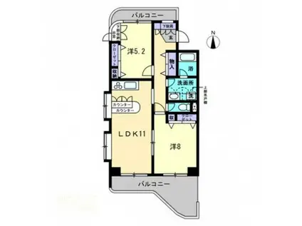 エルトンハウス(2LDK/5階)の間取り写真